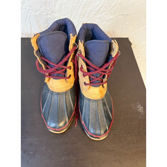 Lands End Waterproof Duck Boots Rubber Ankle Leather Bootie Size 9 Muck - Picture 1 of 5